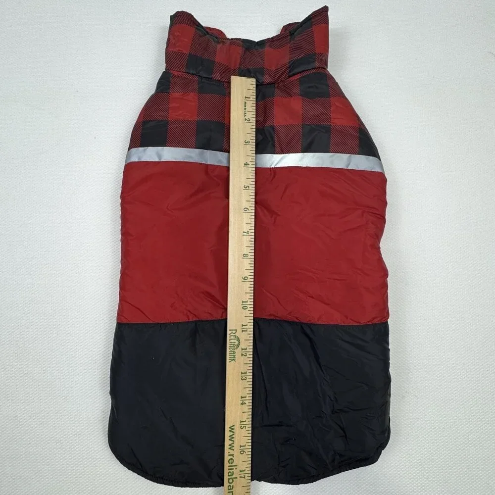 32 Degrees Heat Red Black Plaid Dog Jacket Large Puffer Vest Adjustable NEW